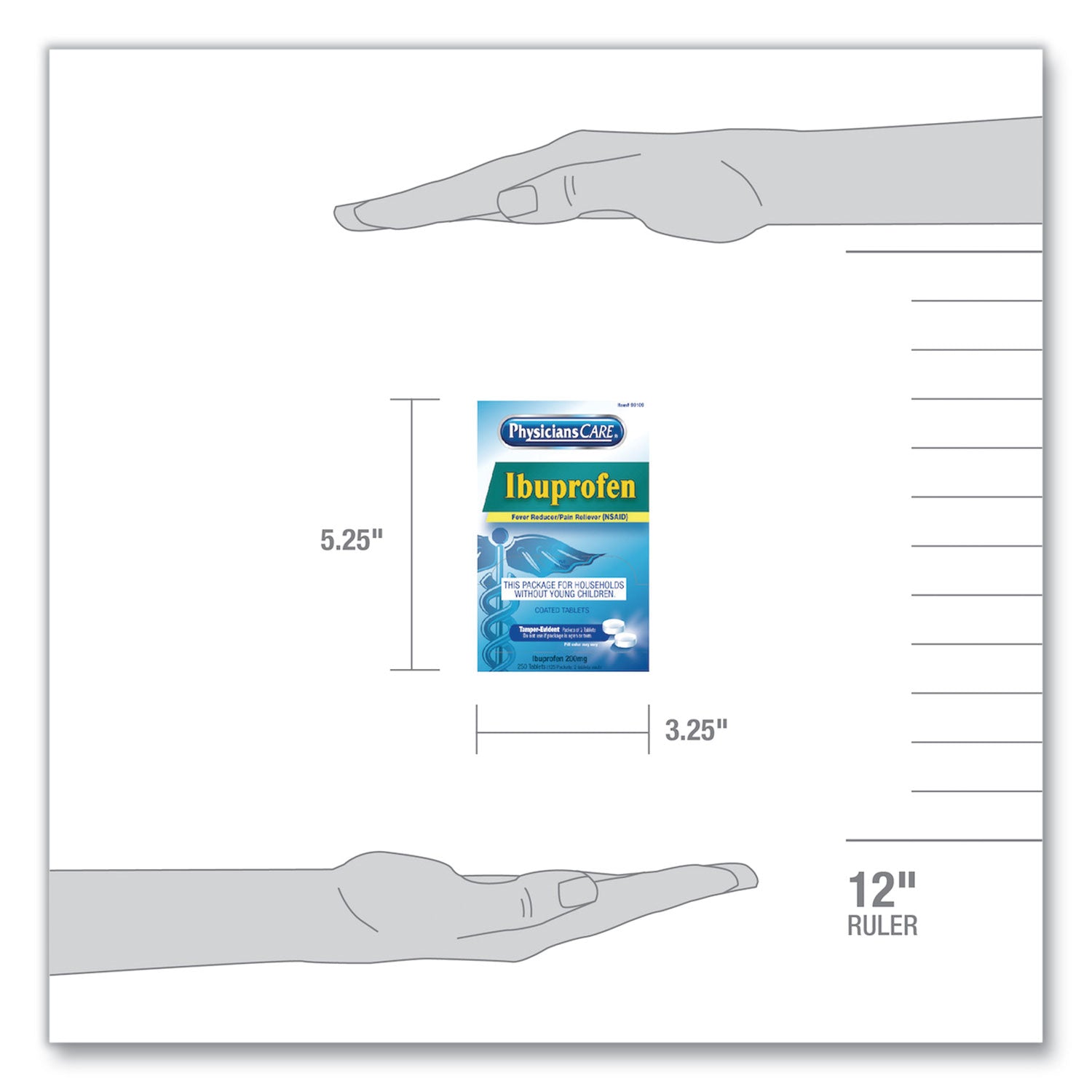 Ibuprofen Pain Reliever, Two-Pack, 125 Packs/Box