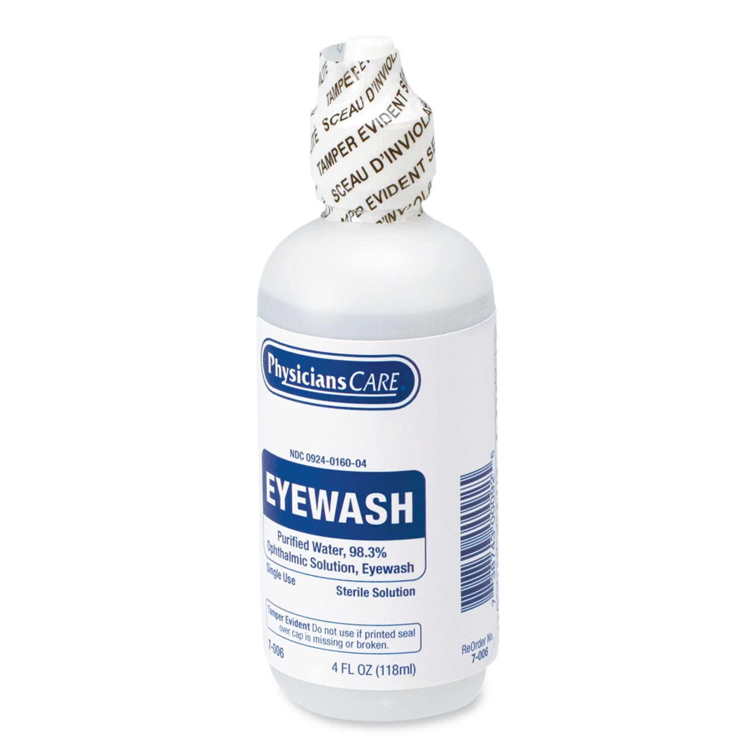 First Aid Refill Components Disposable Eye Wash, 4 oz Bottle
