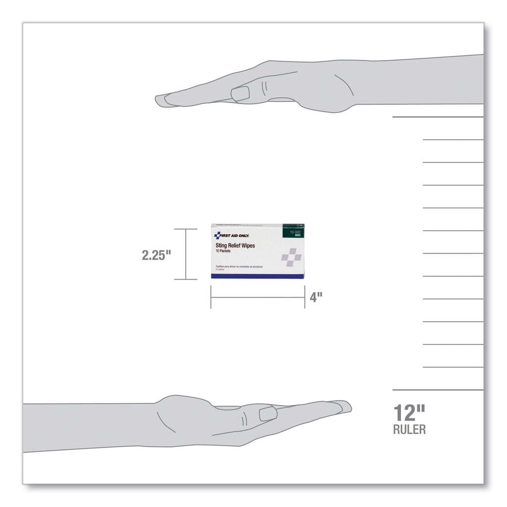 First Aid Sting Relief Pads, 10/Box