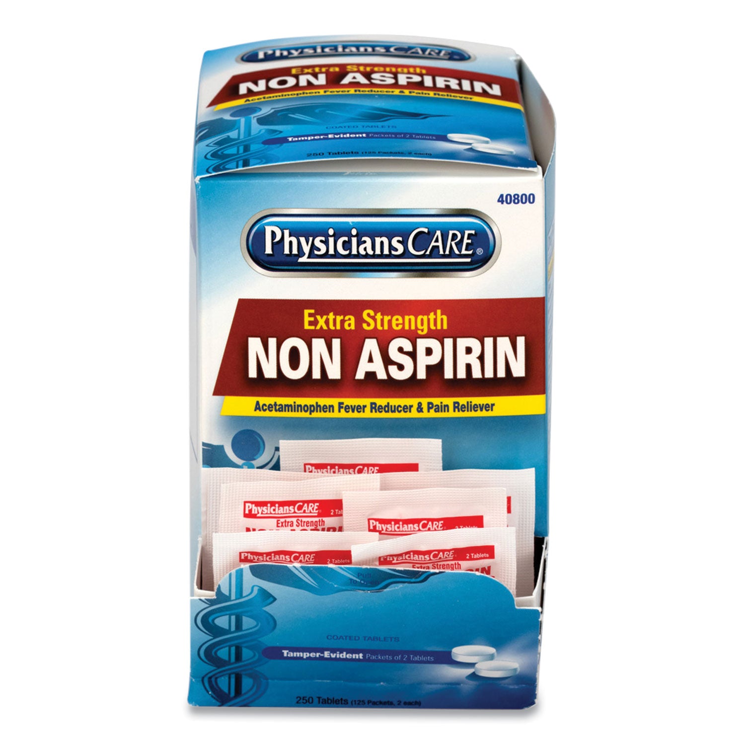 Pain Relievers/Medicines, XStrength Non-Aspirin Acetaminophen, 2/Packet, 125 Packets/Box