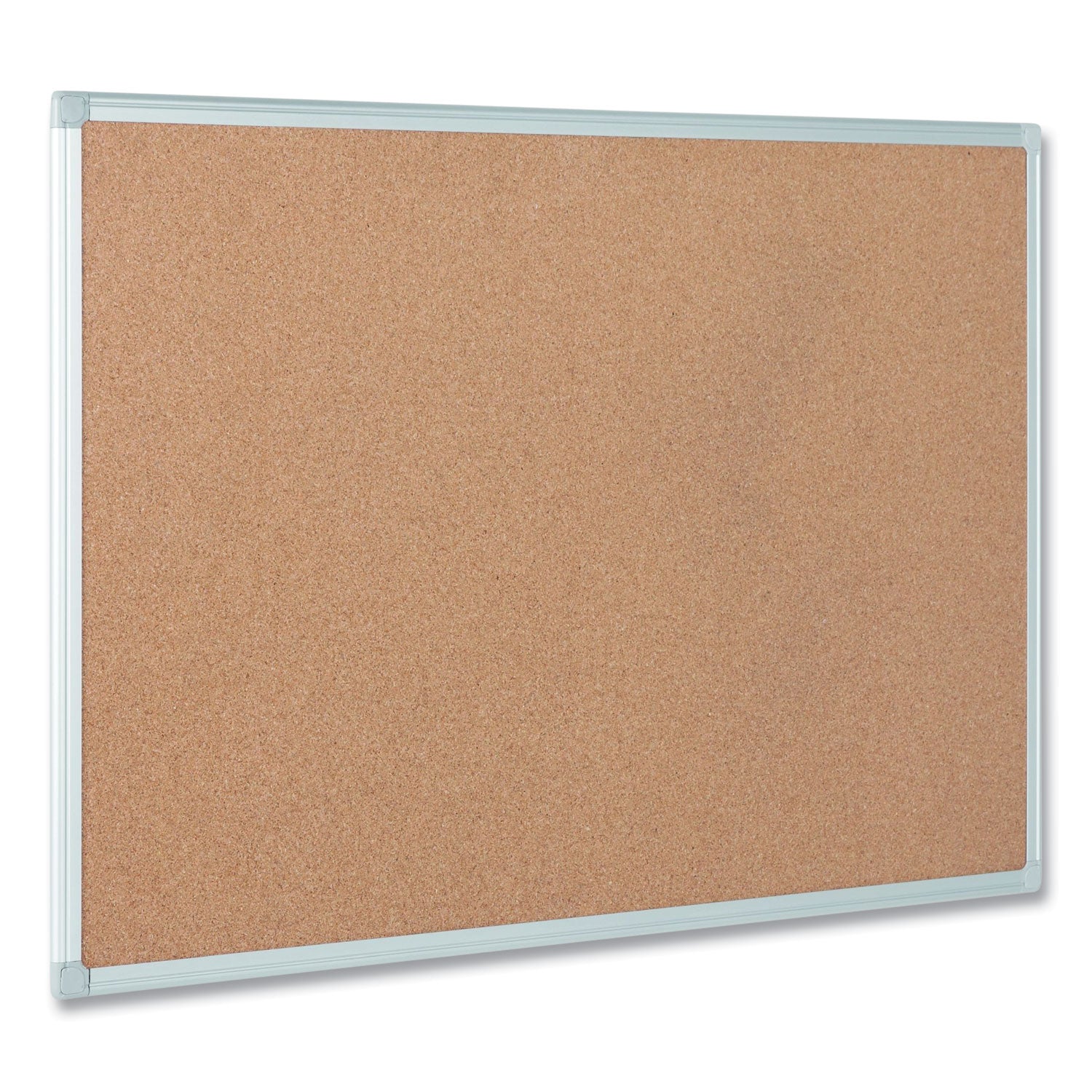 Earth Cork Board, 24 x 18, Tan Surface, Silver Aluminum Frame - 