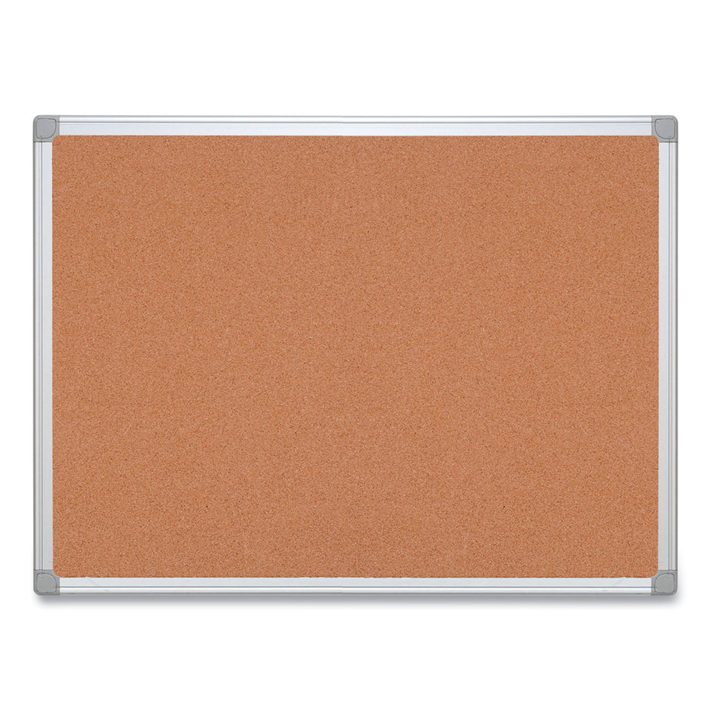 Earth Cork Board, 36 x 24, Tan Surface, Silver Aluminum Frame
