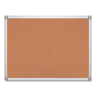 Earth Cork Board, 36 x 24, Tan Surface, Silver Aluminum Frame