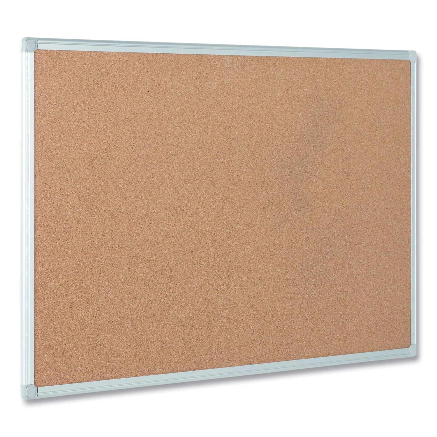 Earth Cork Board, 36 x 24, Tan Surface, Silver Aluminum Frame - 