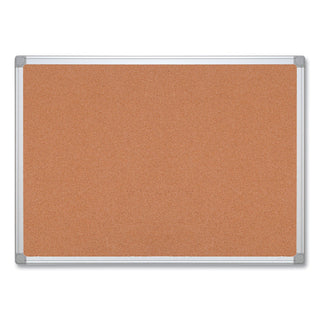 Earth Cork Board, 48 x 36, Tan Surface, Silver Aluminum Frame