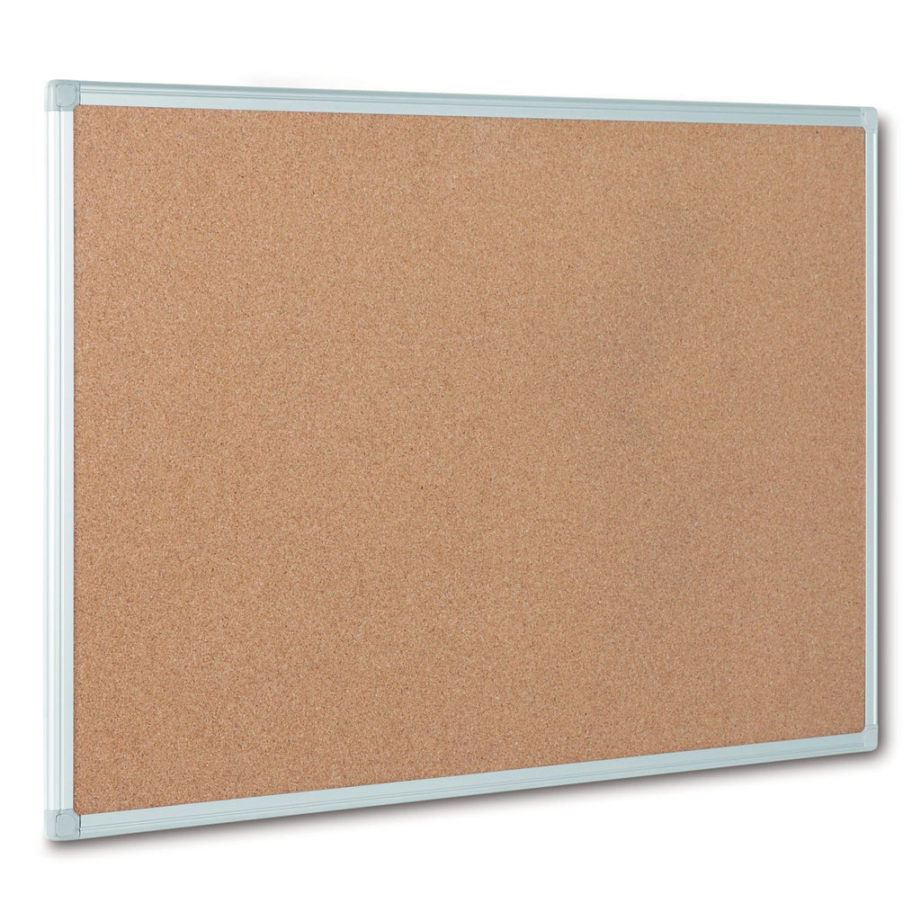 Earth Cork Board, 48 x 36, Tan Surface, Silver Aluminum Frame