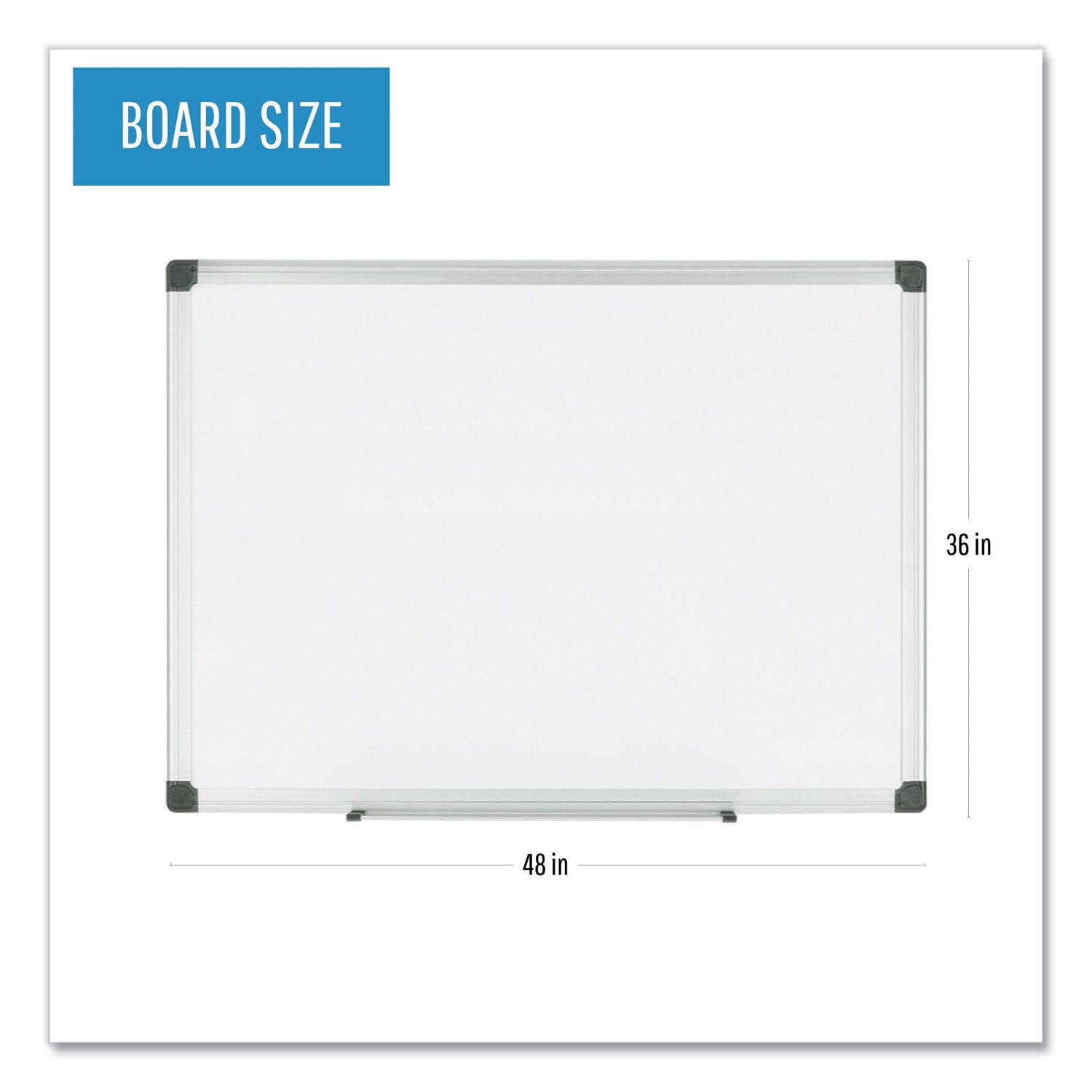 Porcelain Value Dry Erase Board, 36 x 48, White Surface, Silver Aluminum Frame - 