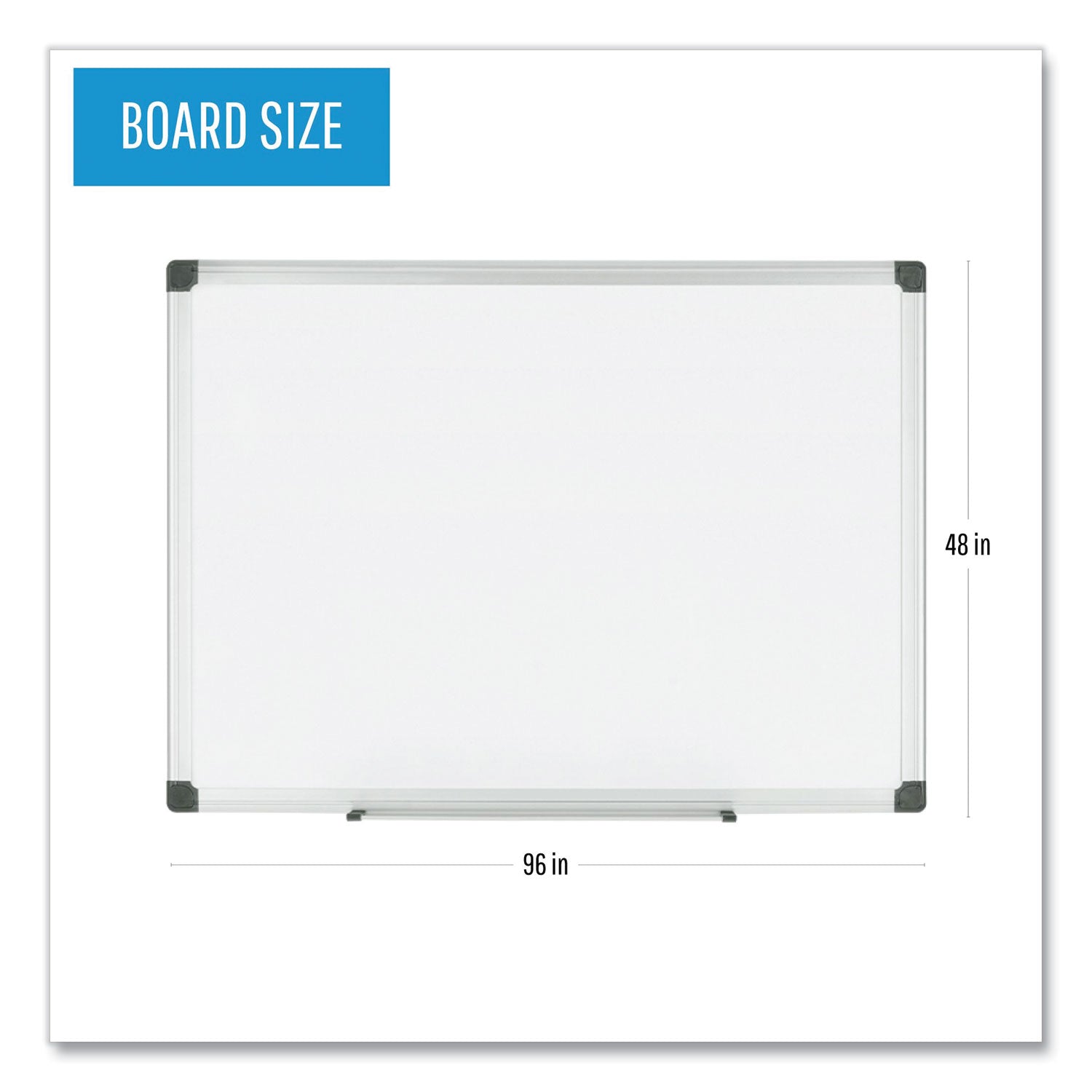 Porcelain Value Dry Erase Board, 48 x 96, White Surface, Silver Aluminum Frame - 
