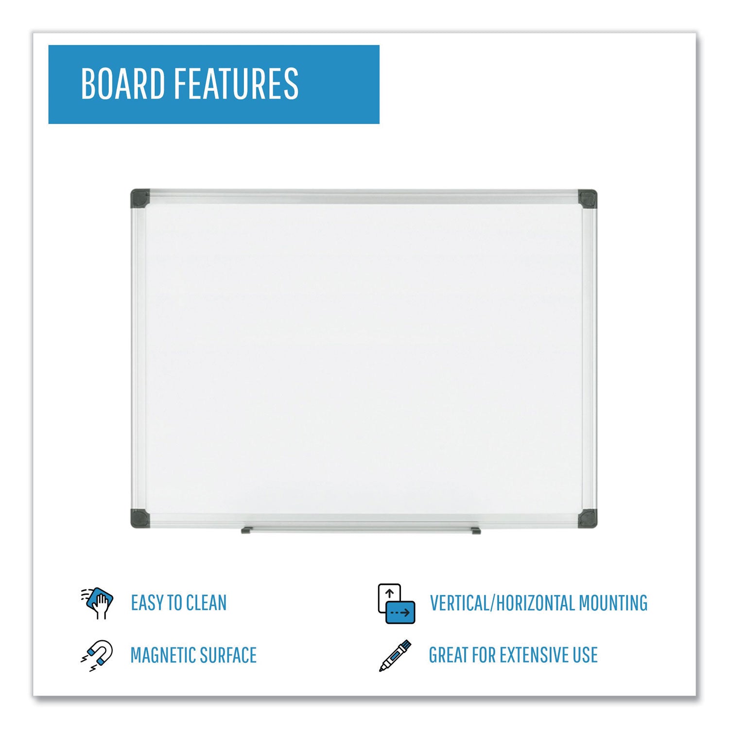Porcelain Value Dry Erase Board, 48 x 96, White Surface, Silver Aluminum Frame - 