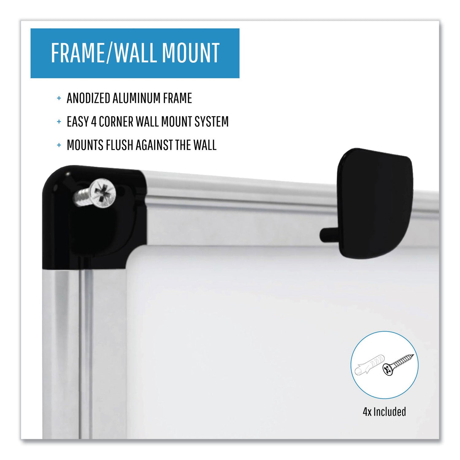 Porcelain Value Dry Erase Board, 48 x 96, White Surface, Silver Aluminum Frame - 