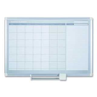 Magnetic Dry Erase Calendar Board, One Month, 36 x 24, White Surface, Silver Aluminum Frame - 