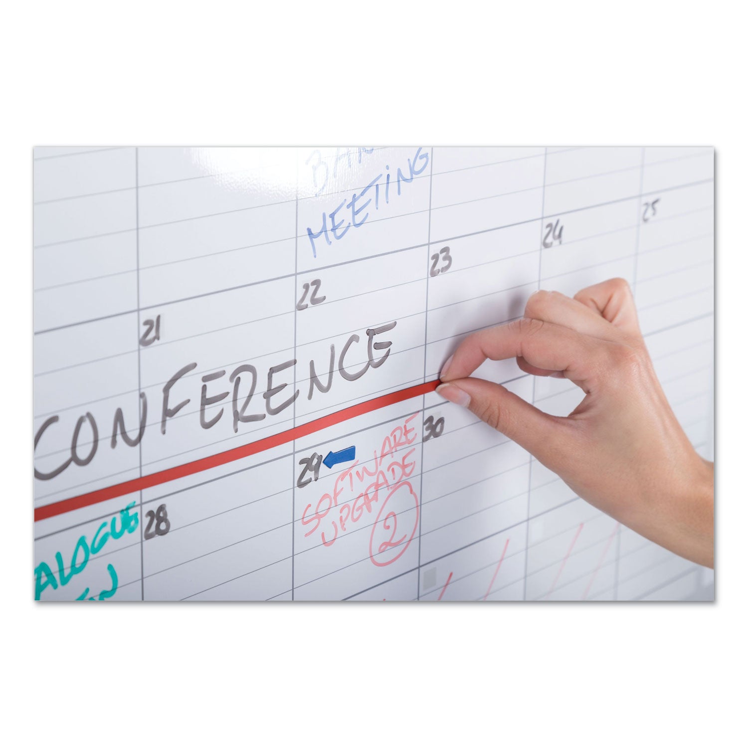 Magnetic Dry Erase Calendar Board, One Month, 36 x 24, White Surface, Silver Aluminum Frame - 