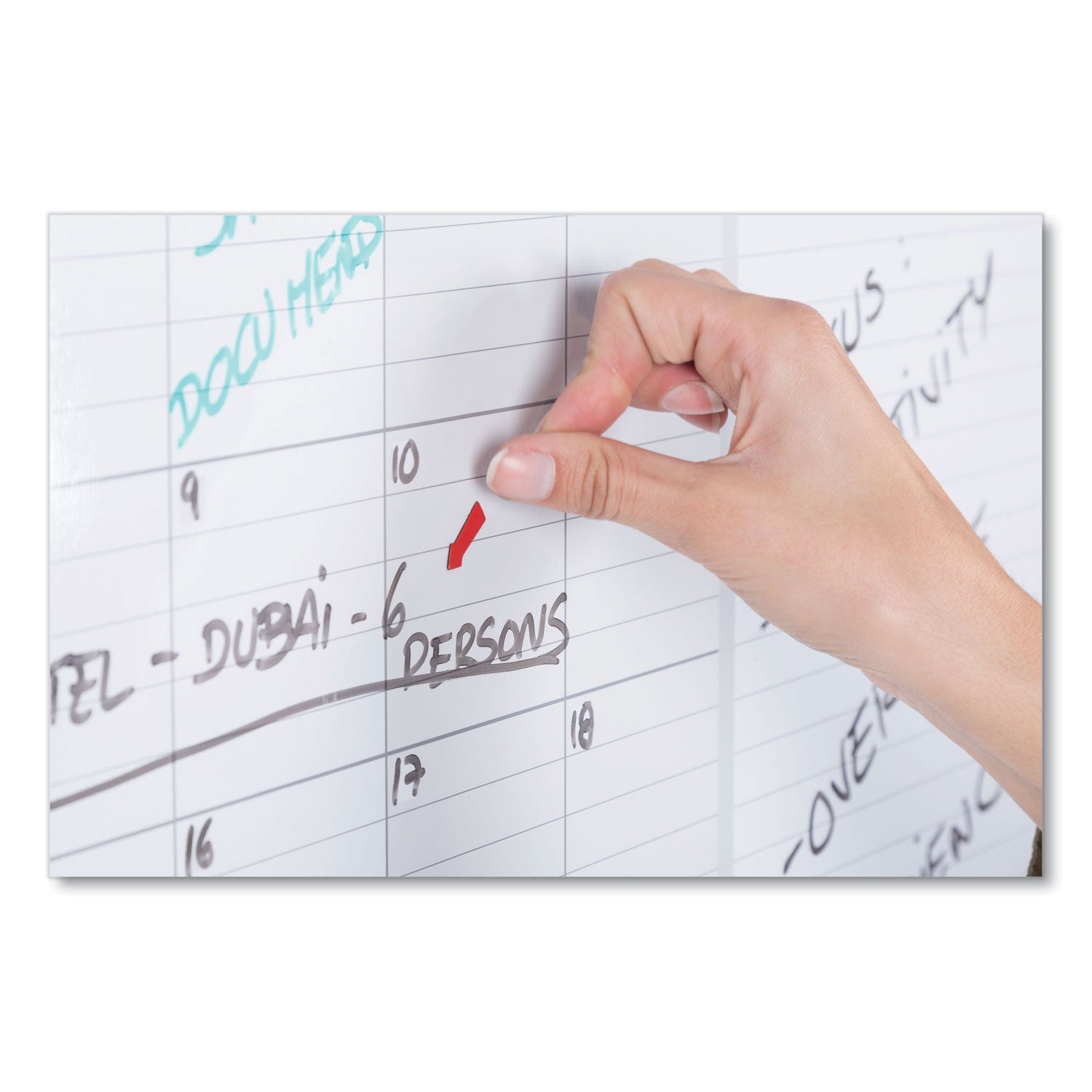 Magnetic Dry Erase Calendar Board, One Month, 48 x 36, White Surface, Silver Aluminum Frame - 