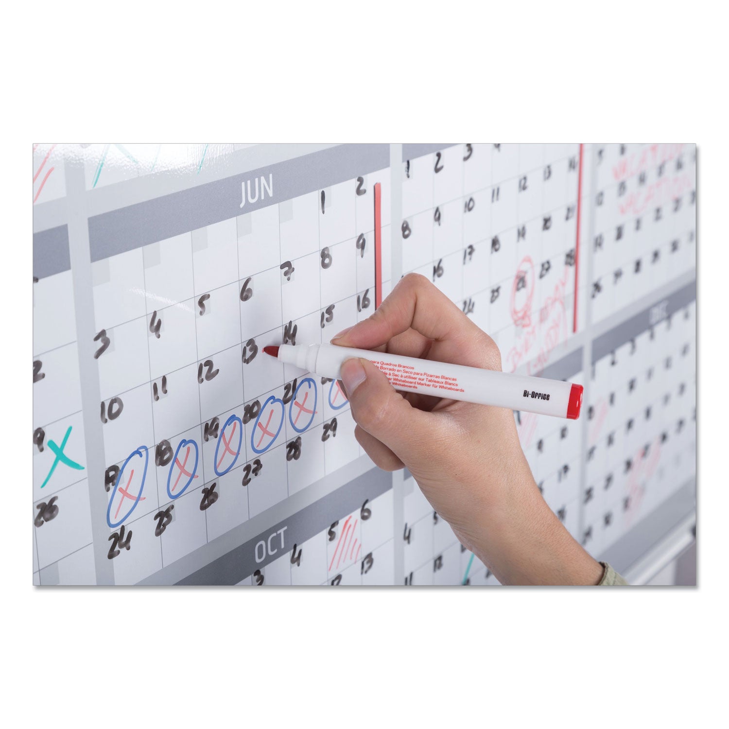 Magnetic Dry Erase Calendar Board, 12-Month, 36 x 24, White Surface, Silver Aluminum Frame - 