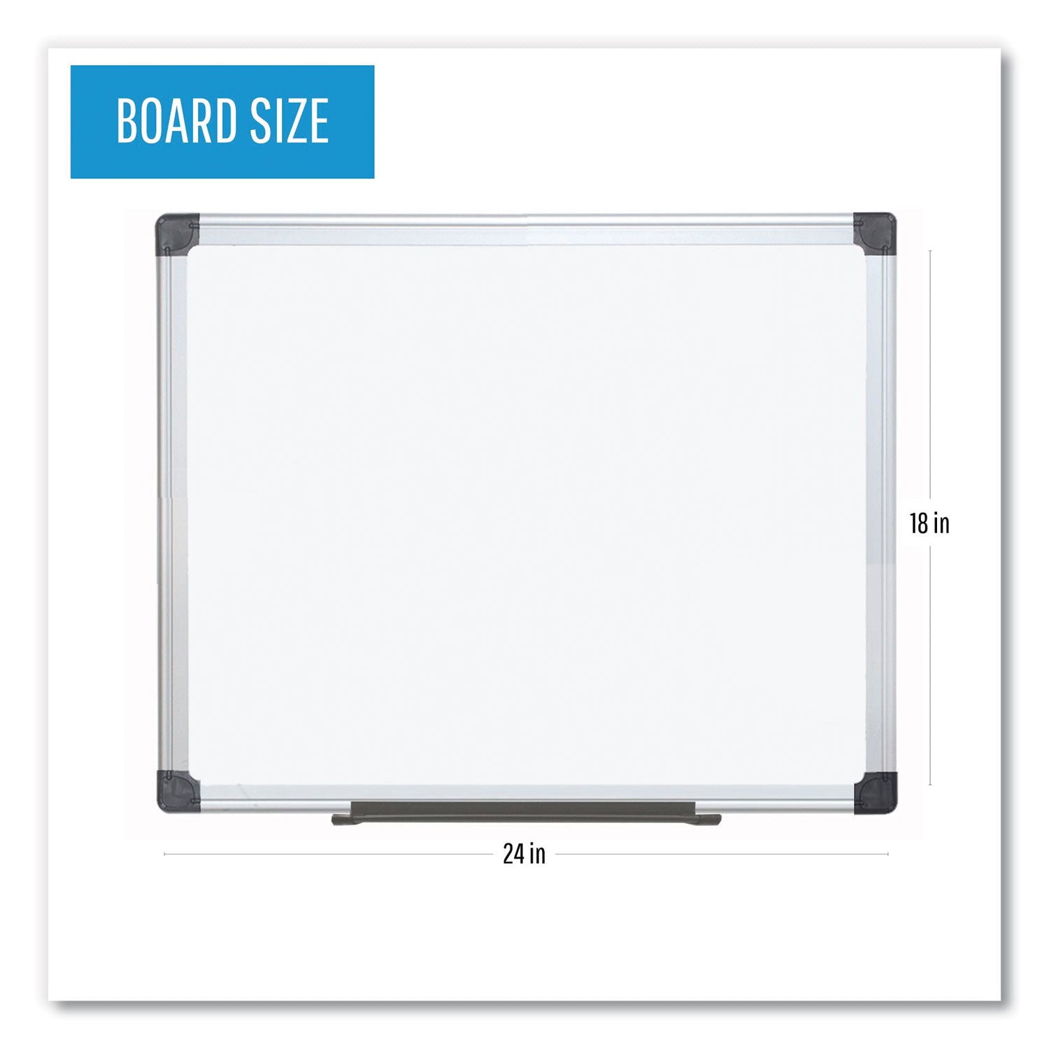 Value Lacquered Steel Magnetic Dry Erase Board, 18 x 24, White Surface, Silver Aluminum Frame - 