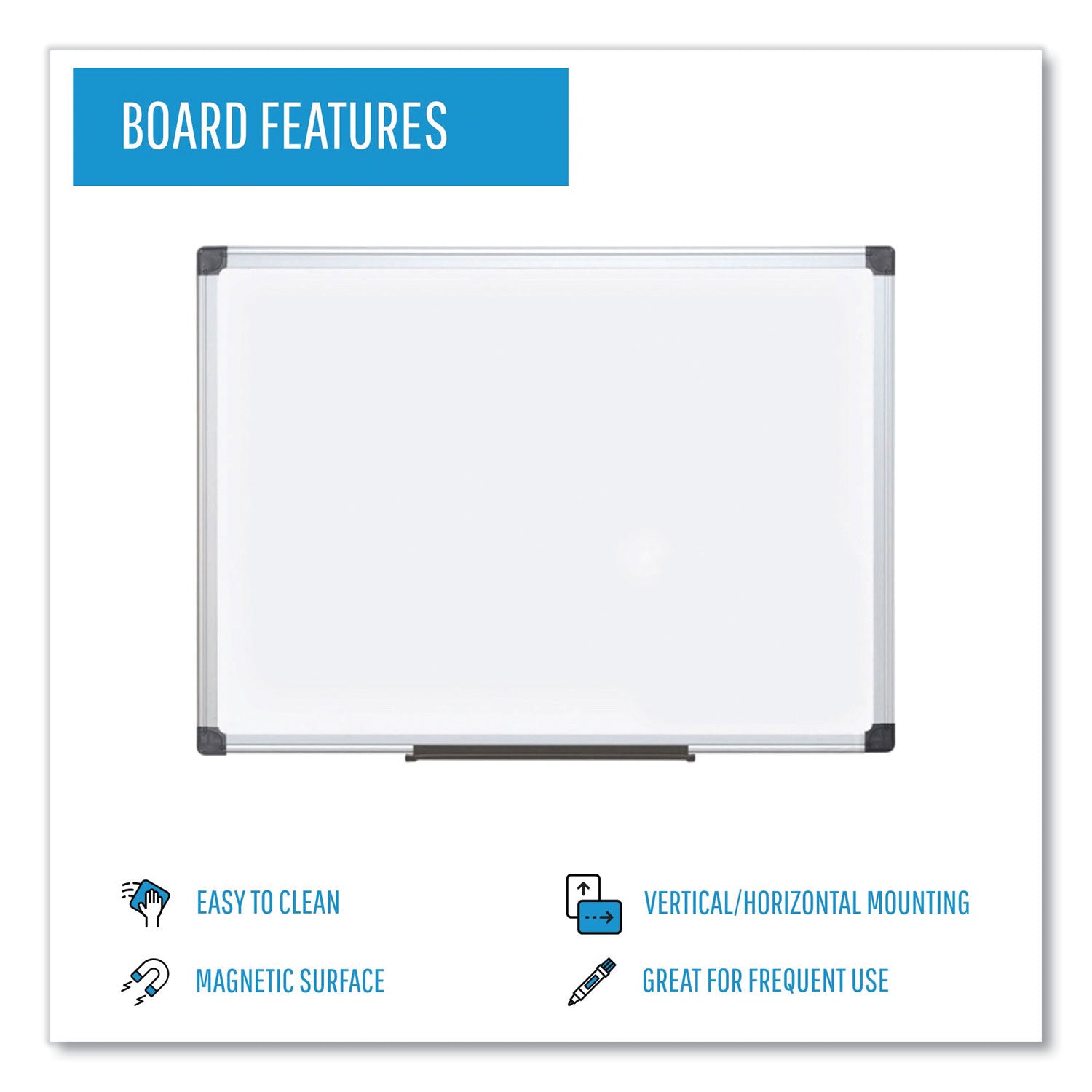 Value Lacquered Steel Magnetic Dry Erase Board, 18 x 24, White Surface, Silver Aluminum Frame - 