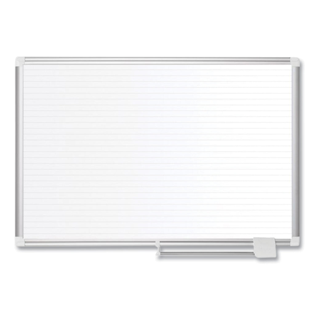 Ruled Magnetic Steel Dry Erase Planning Board, 48 x 36, White Surface, Silver Aluminum Frame - 
