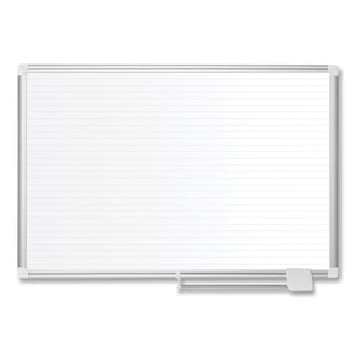 Ruled Magnetic Steel Dry Erase Planning Board, 48 x 36, White Surface, Silver Aluminum Frame - 