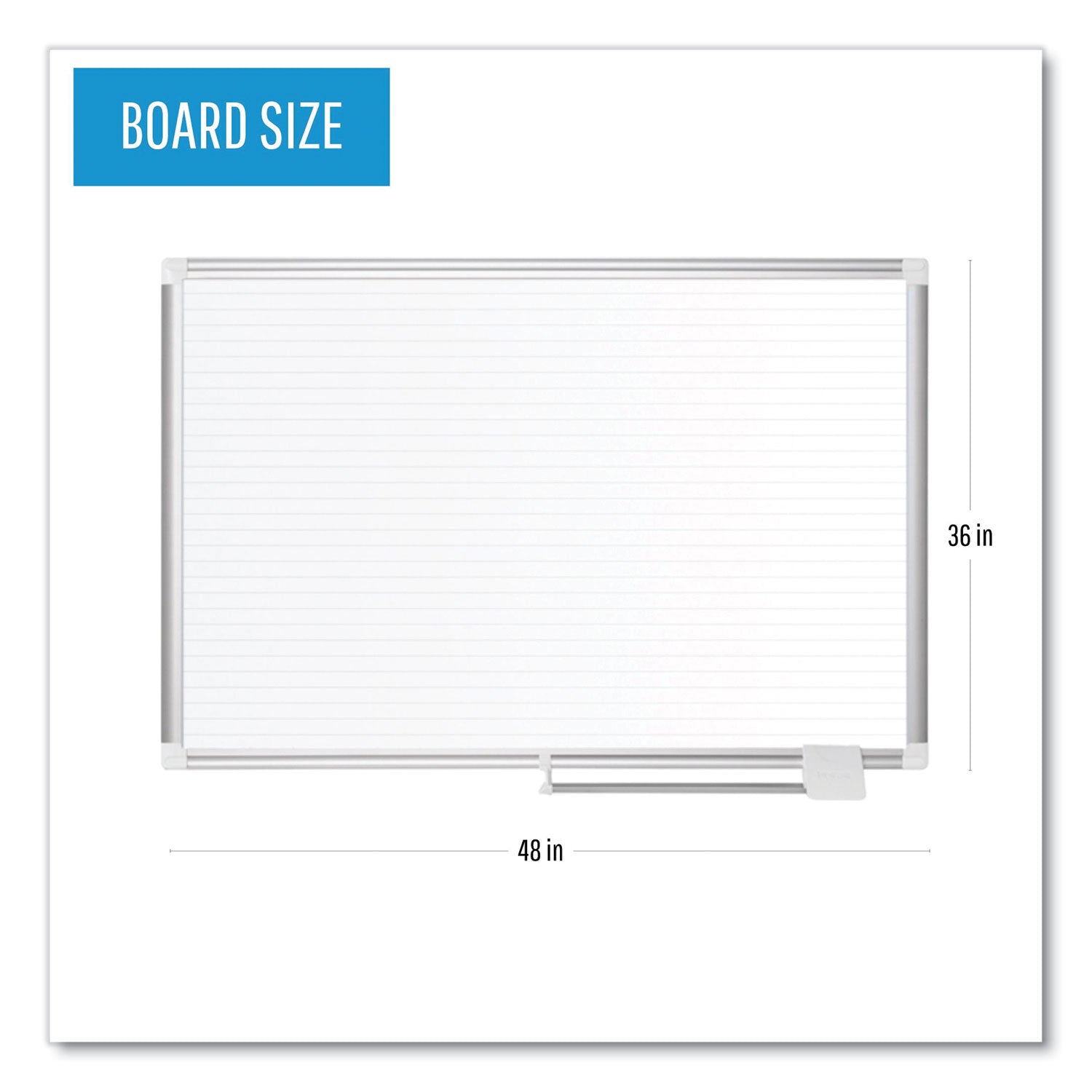 Ruled Magnetic Steel Dry Erase Planning Board, 48 x 36, White Surface, Silver Aluminum Frame - 