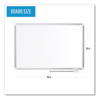 Ruled Magnetic Steel Dry Erase Planning Board, 48 x 36, White Surface, Silver Aluminum Frame - 