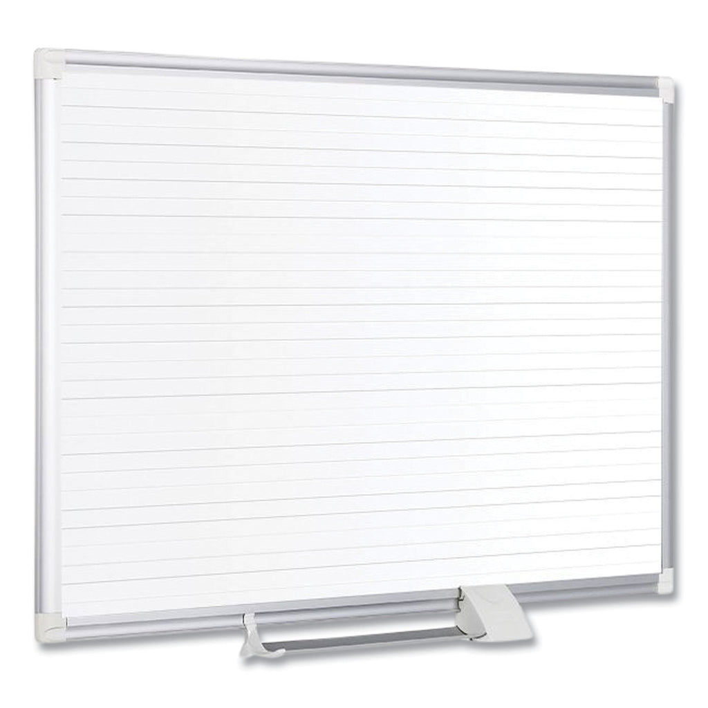 Ruled Magnetic Steel Dry Erase Planning Board, 48 x 36, White Surface, Silver Aluminum Frame - 