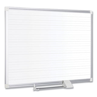 Ruled Magnetic Steel Dry Erase Planning Board, 48 x 36, White Surface, Silver Aluminum Frame - 