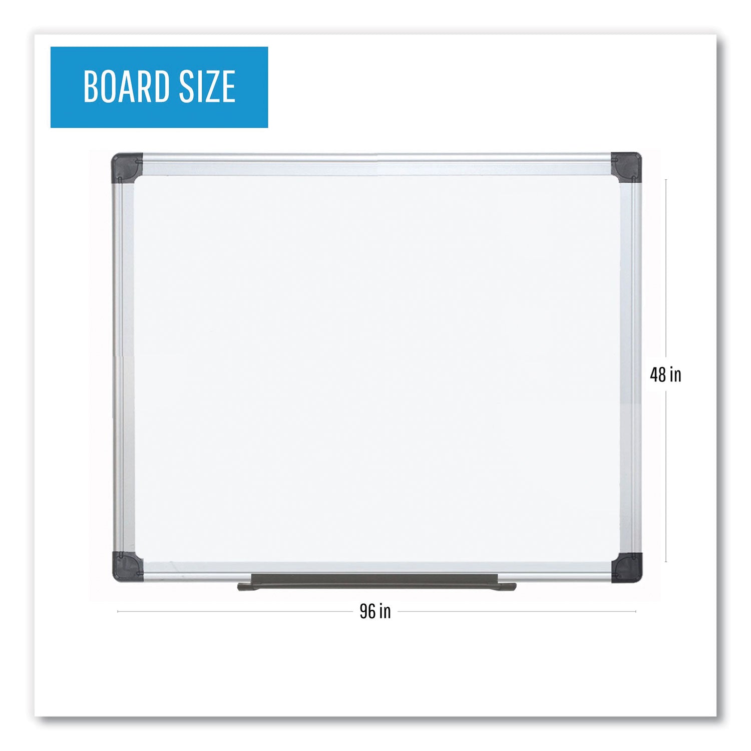 Value Lacquered Steel Magnetic Dry Erase Board, 96 x 48, White Surface, Silver Aluminum Frame - 