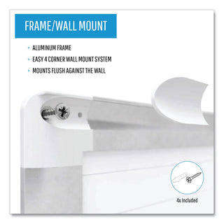 Gridded Magnetic Steel Dry Erase Planning Board, 1 x 2 Grid, 72 x 48, White Surface, Silver Aluminum Frame - 