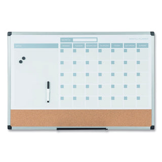 3-in-1 Calendar Planner, 36 x 24, White Surface, Silver Aluminum Frame - 