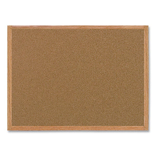 Value Cork Bulletin Board with Oak Frame, 24 x 36, Brown Surface, Oak Frame