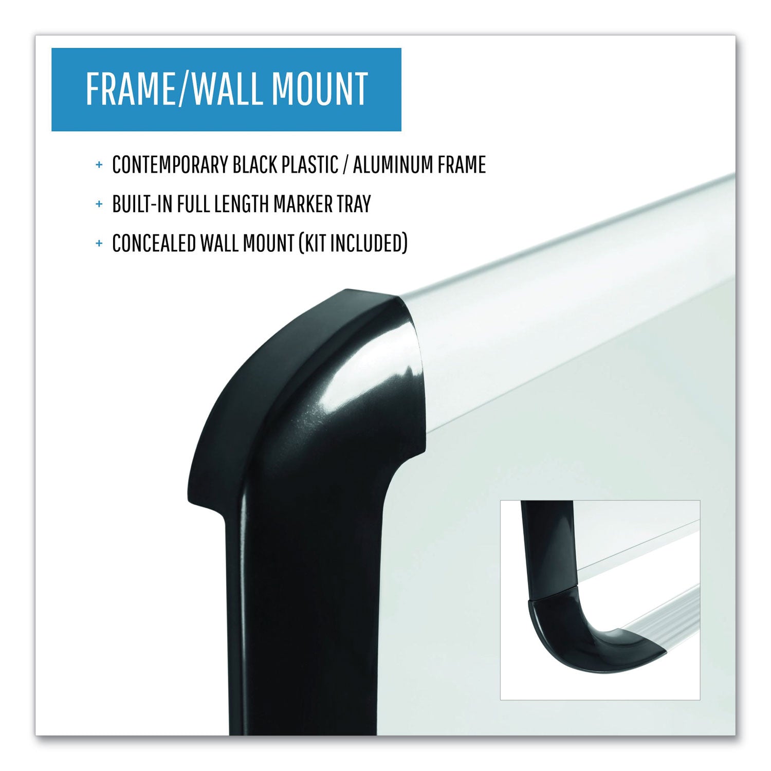 Pure Platinum Magnetic Dry Erase Board, 96 x 48, White Surface, Silver/Black Aluminum Frame - 