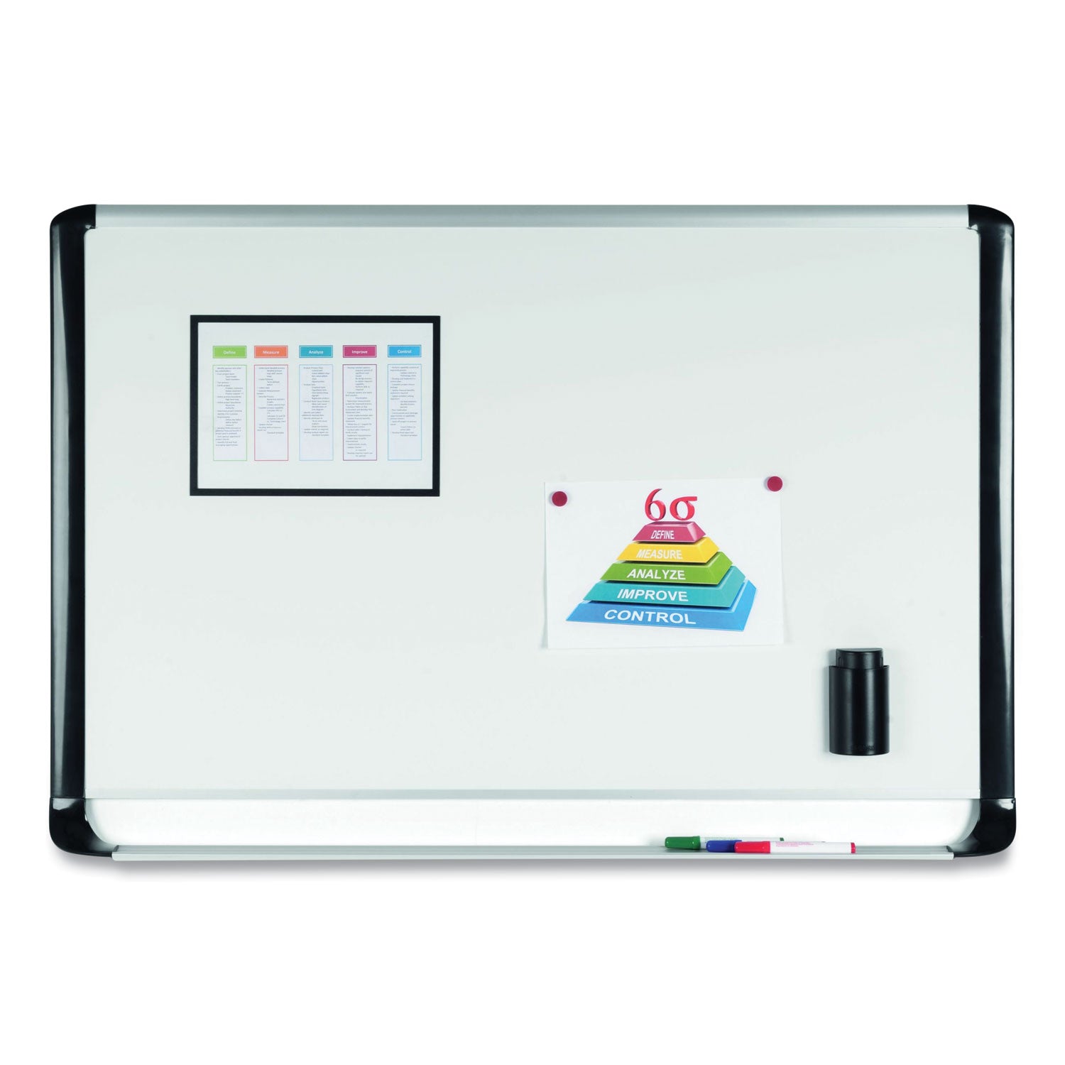 Pure Platinum Magnetic Dry Erase Board, 96 x 48, White Surface, Silver/Black Aluminum Frame - 