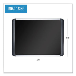 Soft-touch Bulletin Board, 72 x 48, Black Fabric Surface, Aluminum/Black Aluminum Frame - 