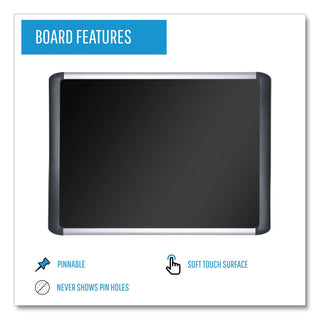 Soft-touch Bulletin Board, 72 x 48, Black Fabric Surface, Aluminum/Black Aluminum Frame - 