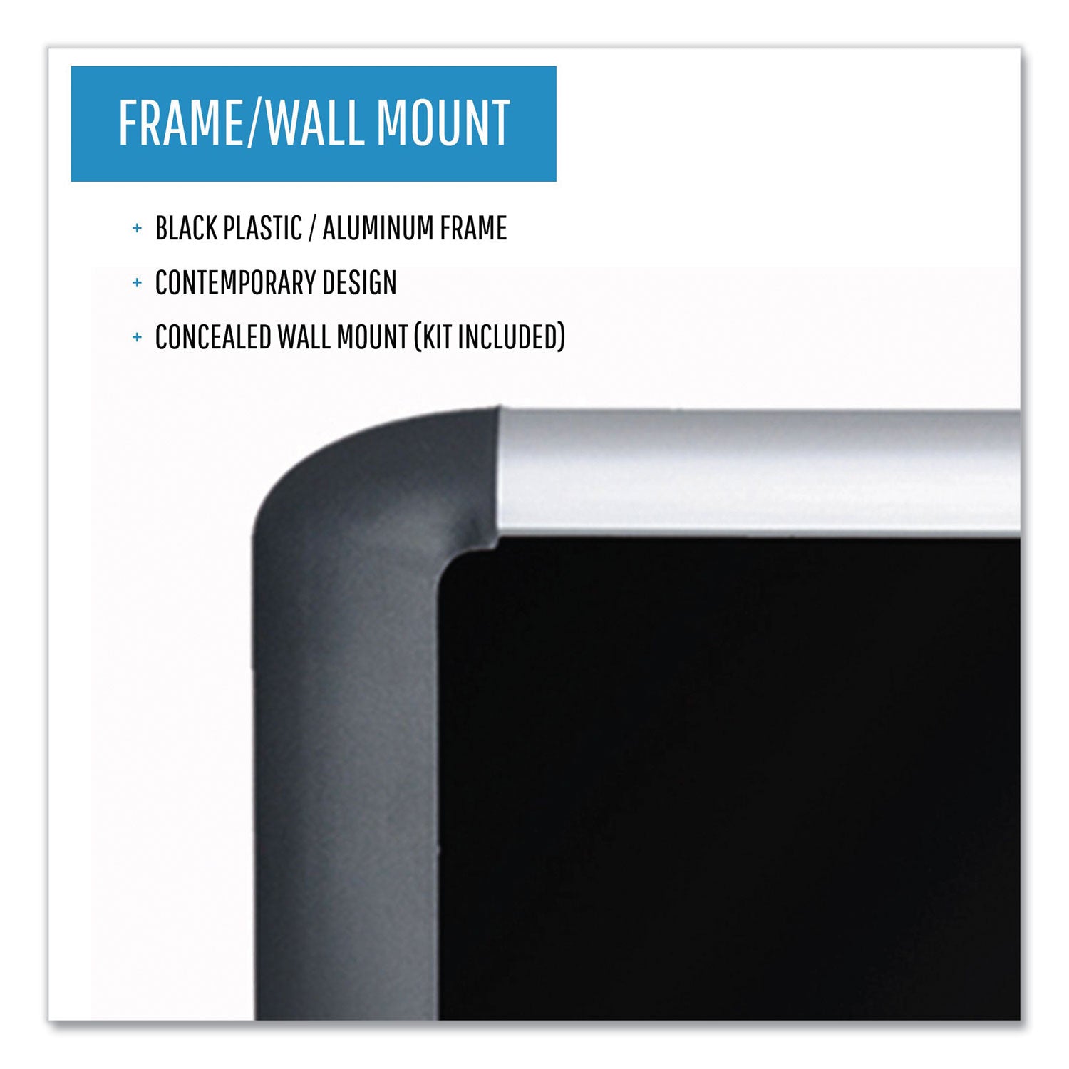 Soft-touch Bulletin Board, 72 x 48, Black Fabric Surface, Aluminum/Black Aluminum Frame - 