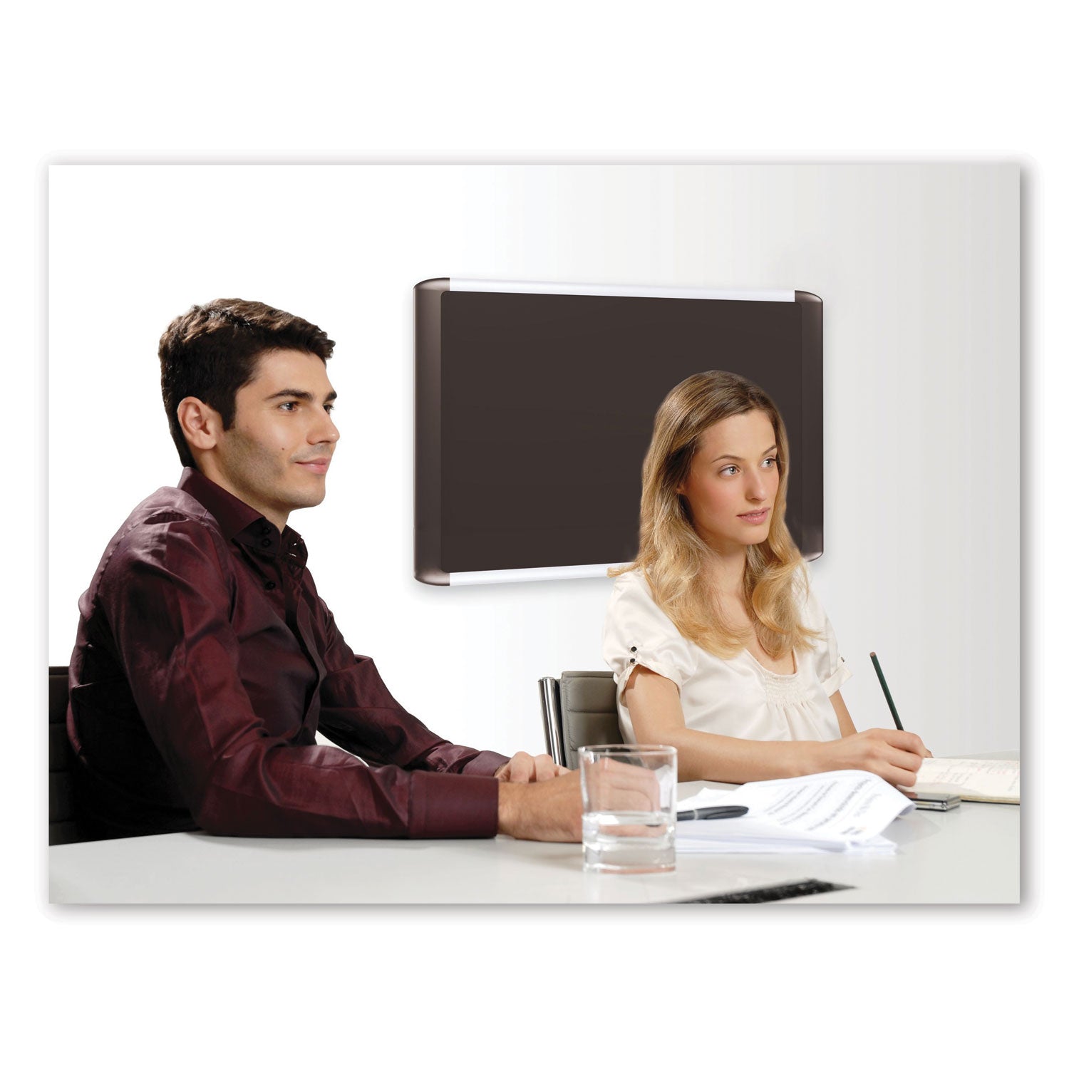 Soft-touch Bulletin Board, 72 x 48, Black Fabric Surface, Aluminum/Black Aluminum Frame - 