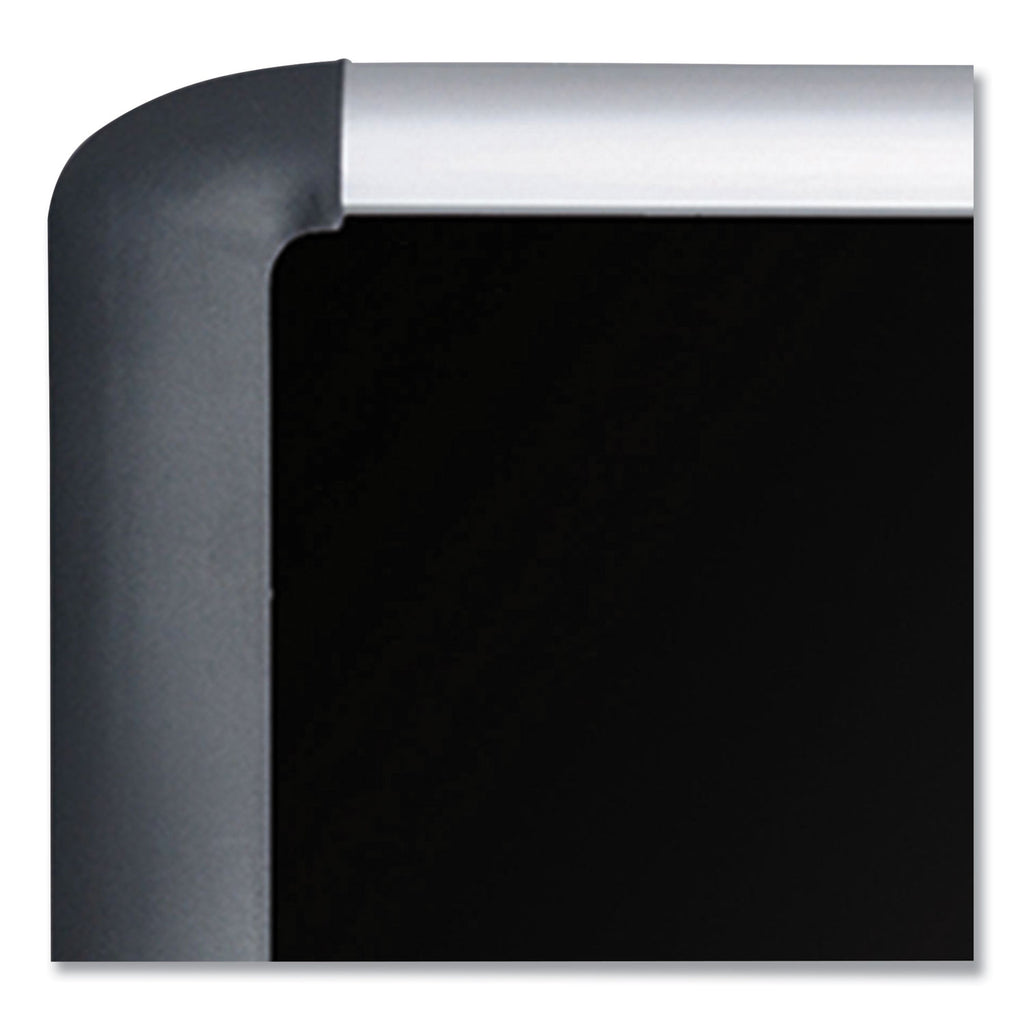 Soft-touch Bulletin Board, 72 x 48, Black Fabric Surface, Aluminum/Black Aluminum Frame - 