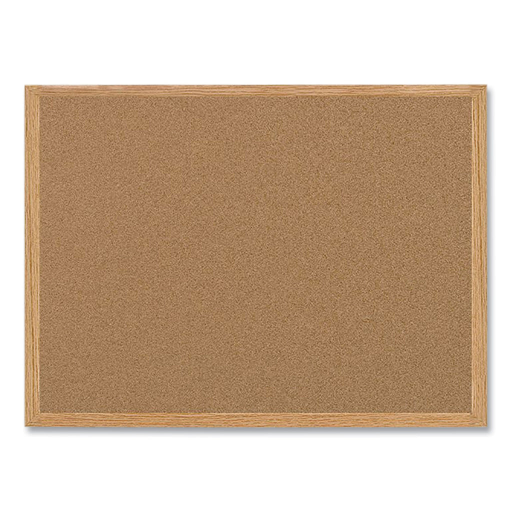 Earth Cork Board, 36 x 24, Tan Surface, Oak Wood Frame