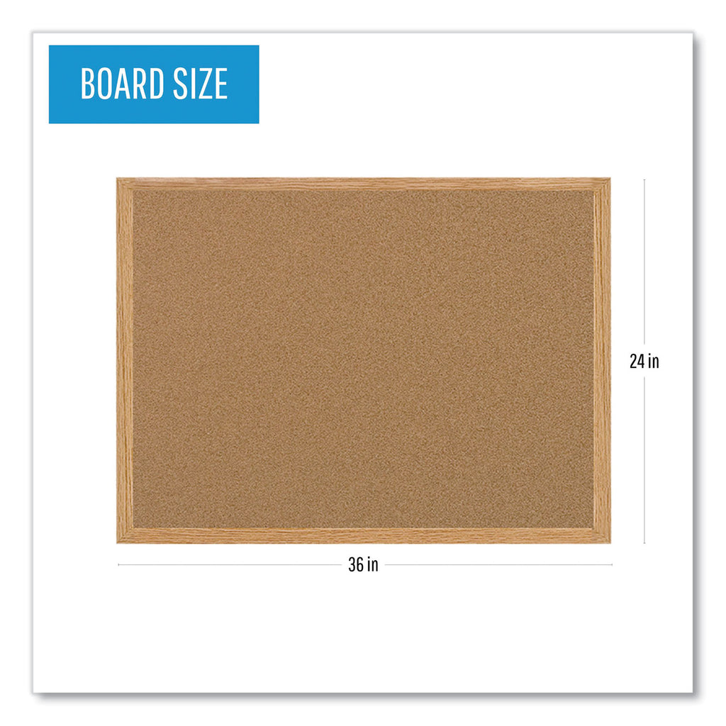 Earth Cork Board, 36 x 24, Tan Surface, Oak Wood Frame