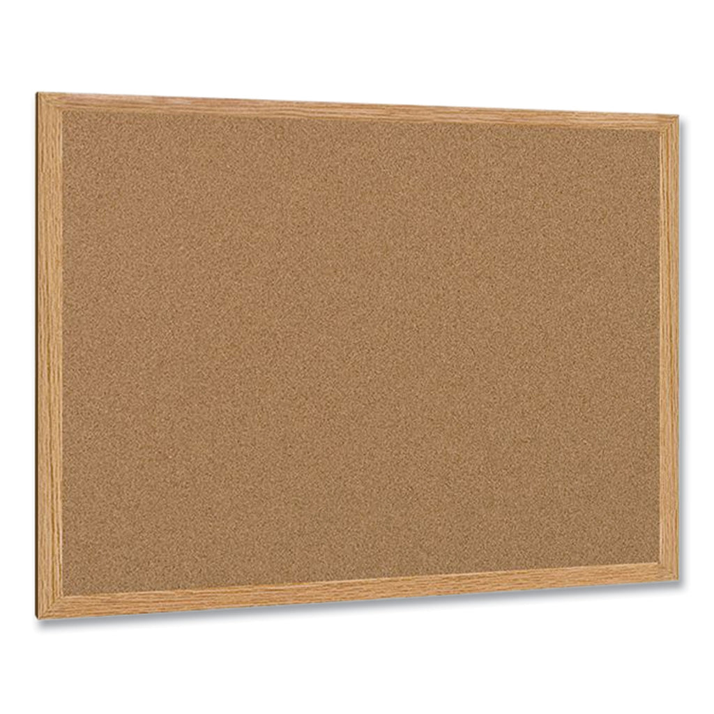 Earth Cork Board, 36 x 24, Tan Surface, Oak Wood Frame