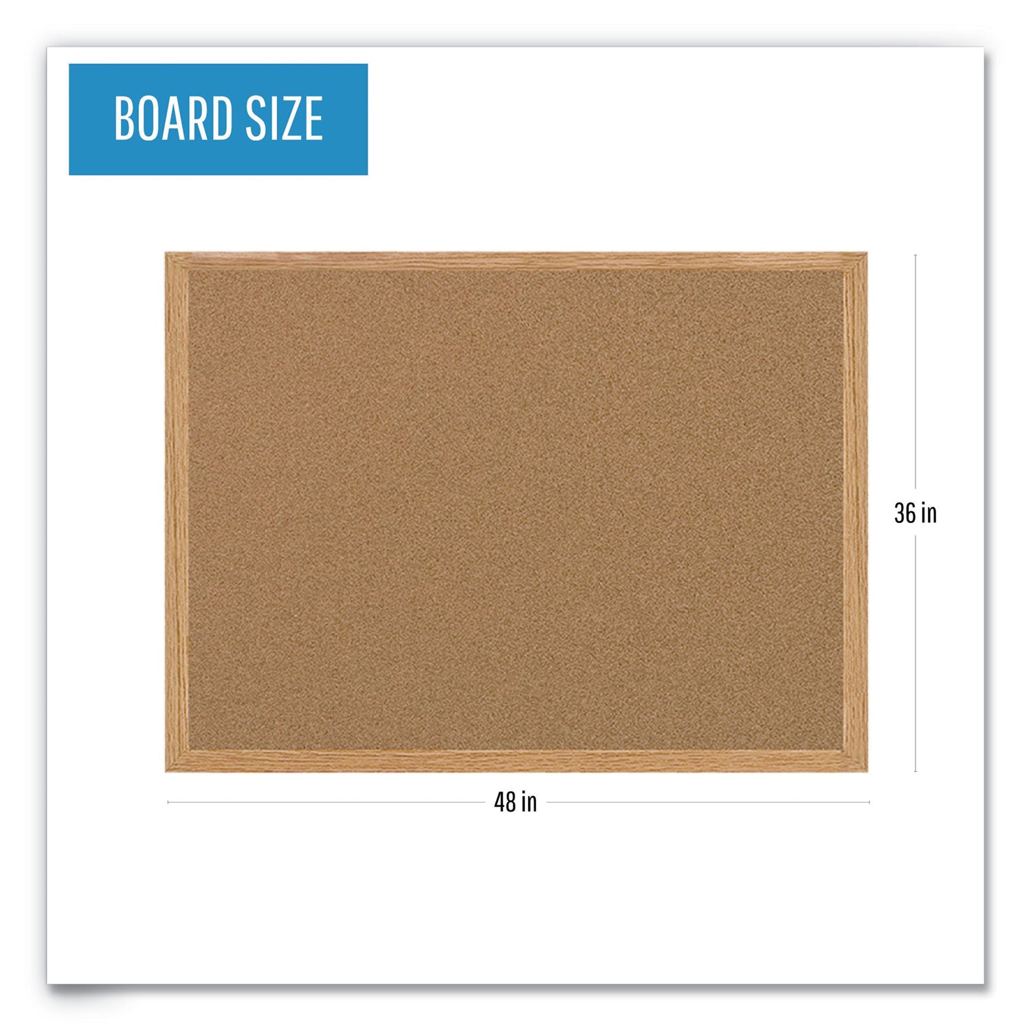 Earth Cork Board, 48 x 36, Tan Surface, Oak Wood Frame - 2