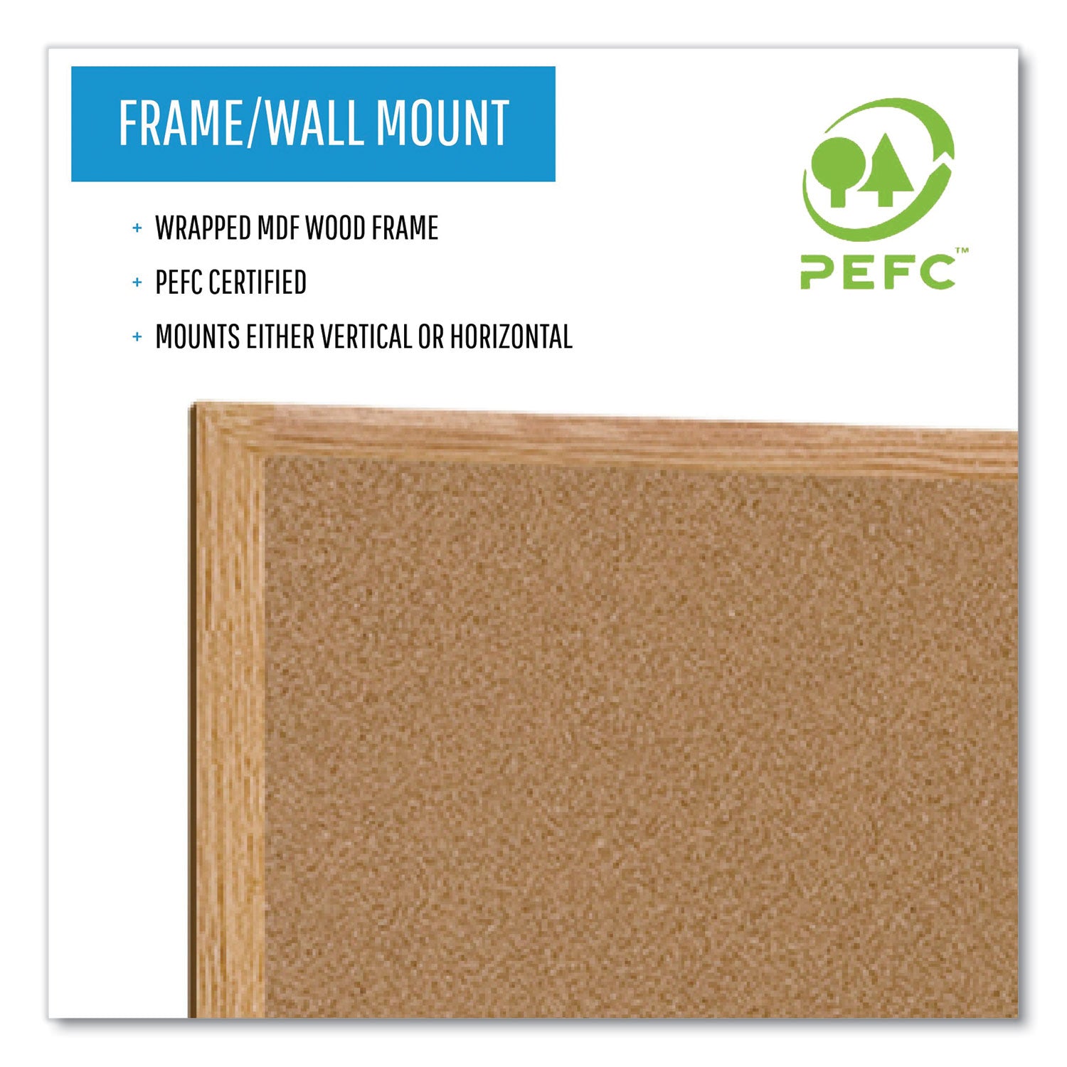 Earth Cork Board, 48 x 36, Tan Surface, Oak Wood Frame - 5