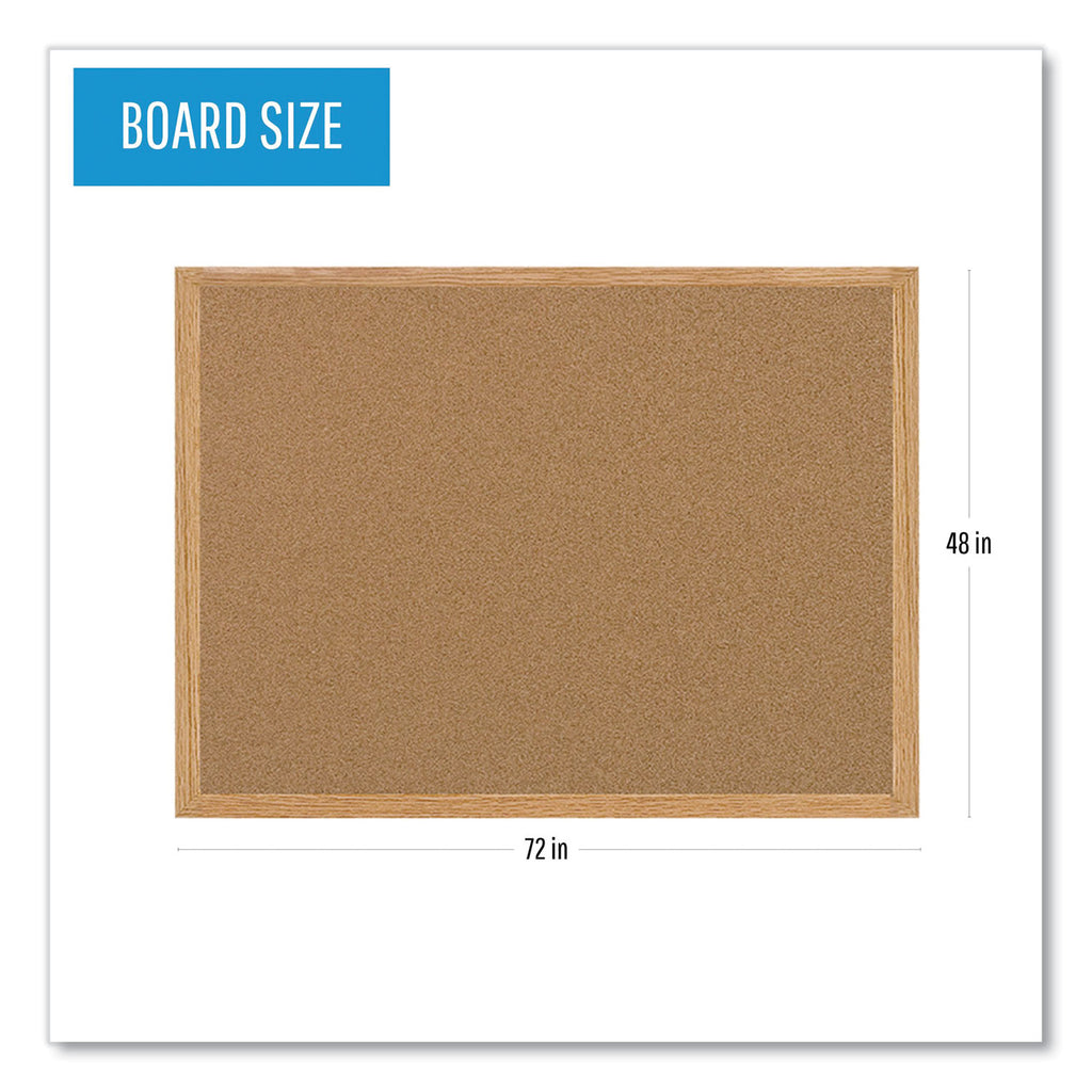 Earth Cork Board, 72 x 48, Tan Surface, Oak Wood Frame