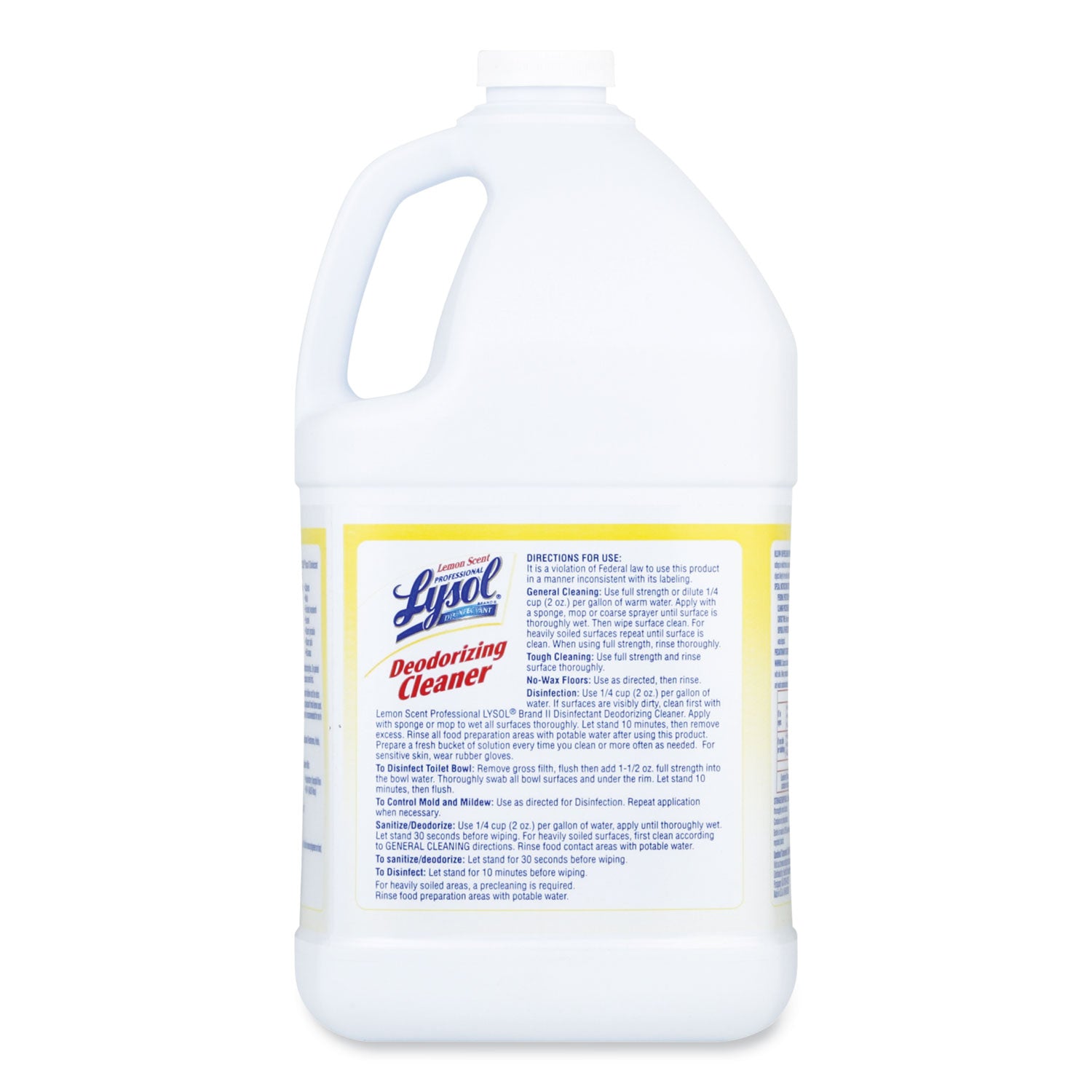 Disinfectant Deodorizing Cleaner Concentrate, 1 gal Bottle, Lemon, 4/Carton - 