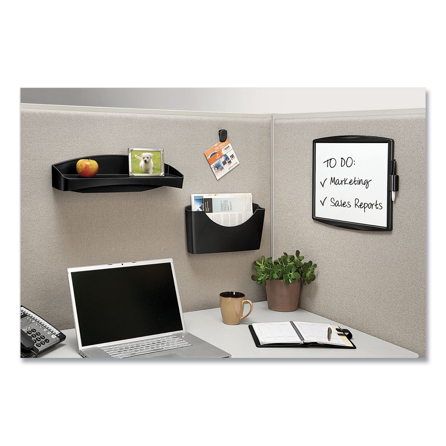 Plastic Partition Additions Nameplate, 9 x 0.75 x 2.5, Fabric Panel Mount, Dark Graphite - 