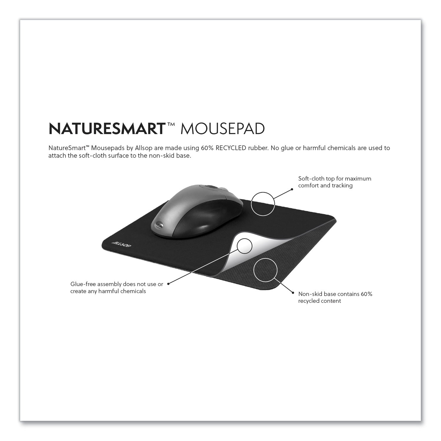 Naturesmart Mouse Pad, 8.5 x 8, Raindrops Design - 