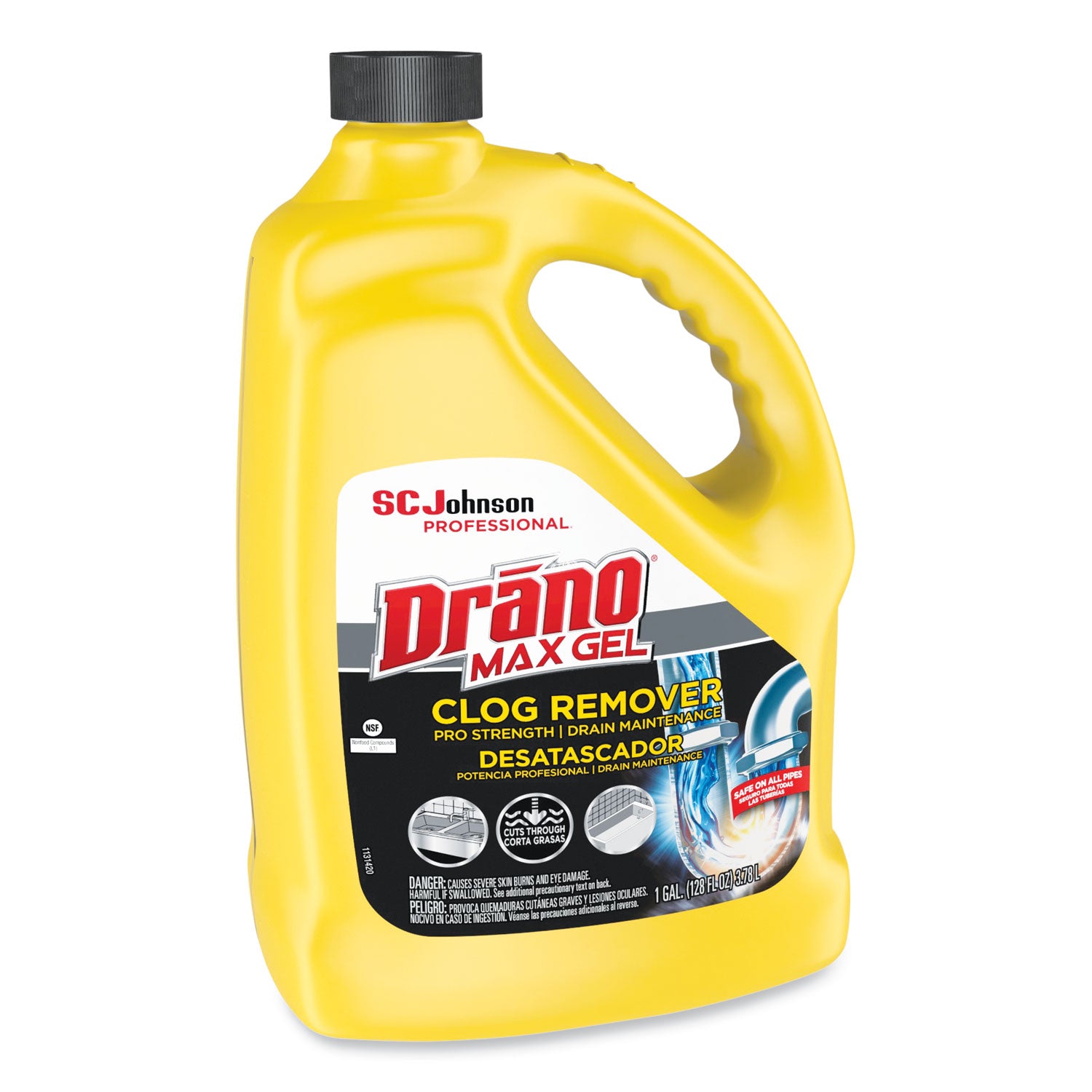 Max Gel Clog Remover, Bleach Scent, 128 oz Bottle, 4/Carton