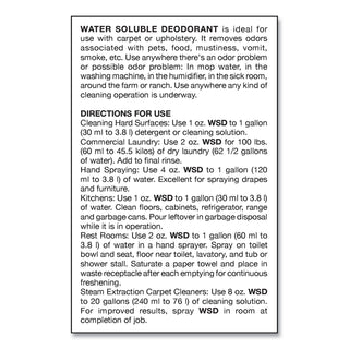 Water-Soluble Deodorant, Lemon Scent, 1 gal Bottle, 4/Carton