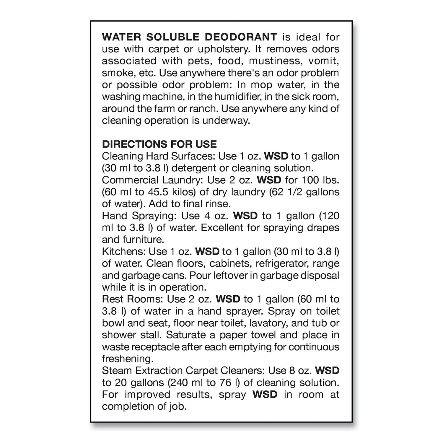 Water-Soluble Deodorant, Lemon Scent, 1 gal Bottle, 4/Carton