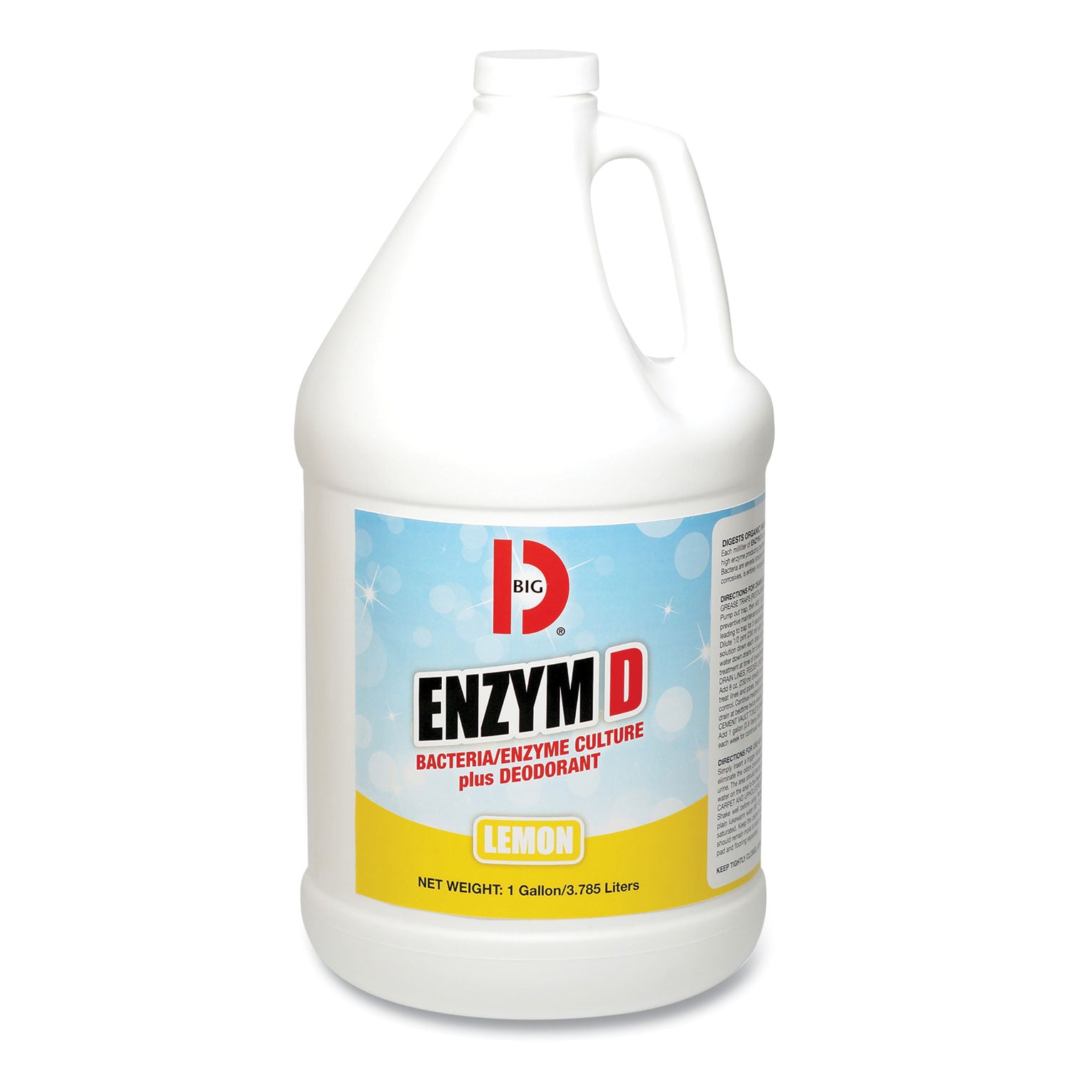 Enzym D Digester Liquid Deodorant, Lemon, 1 gal Bottle, 4/Carton - 